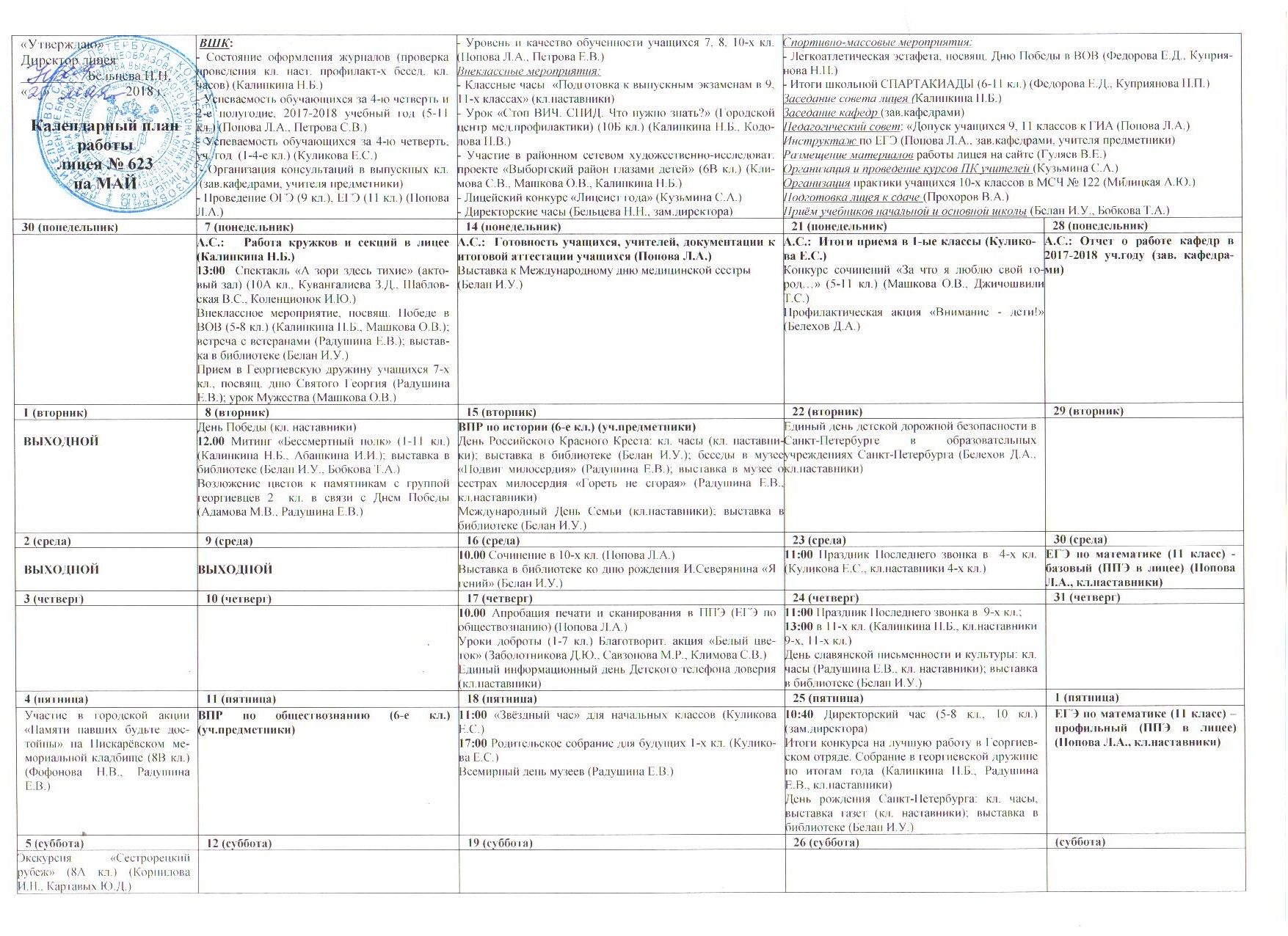 Планы работы Archives - Страница 2 из 3 - Официальный сайт лицея 623